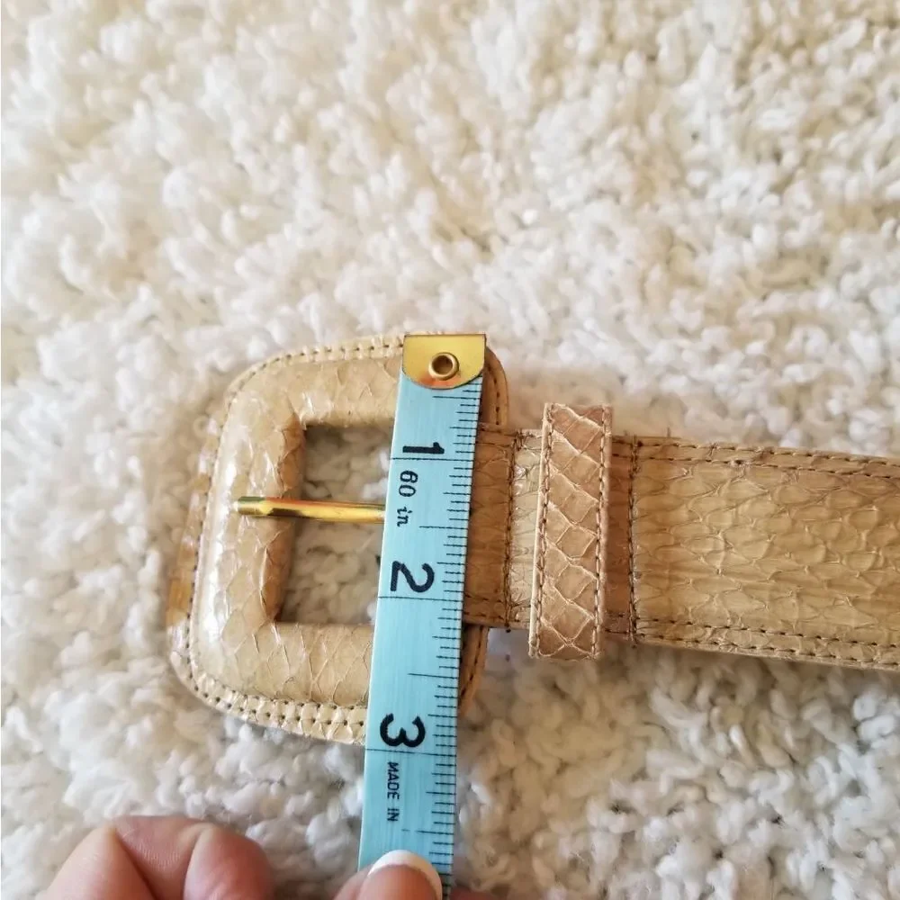 Vintage Laura Gayle Ivory Snakeskin Belt  Medium